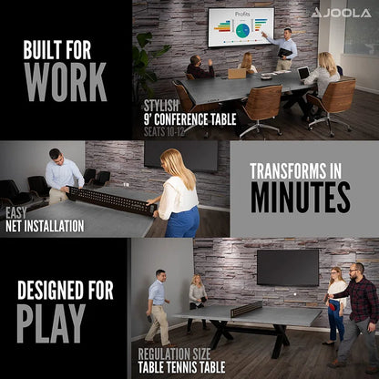 Joola Berkshire Outdoor Table Tennis Table -Ping Pong Table with Steel Net Set & Frame - Multi Use Ping Pong Conference Table or Dining Table