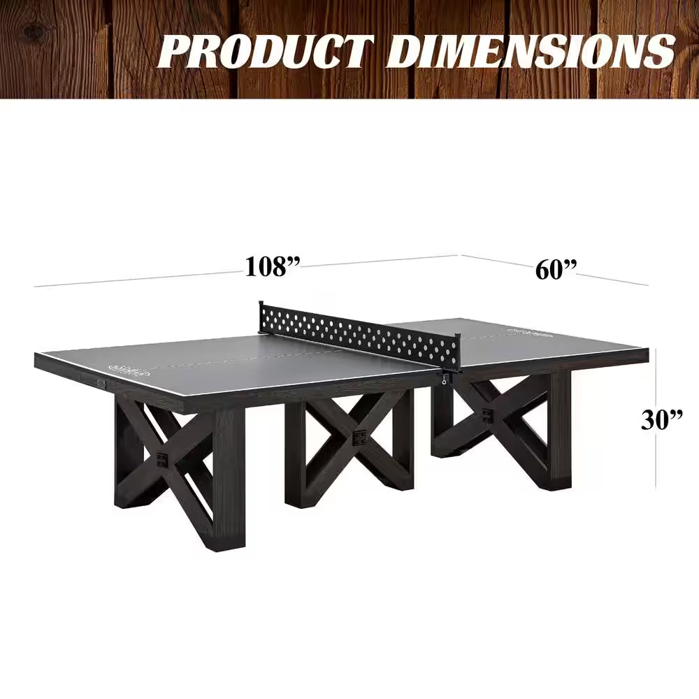 9 Ft. Fremont Indoor Ping Pong Tennis Table, Official Size Furniture Quality with Metal Net and Storage Drawer