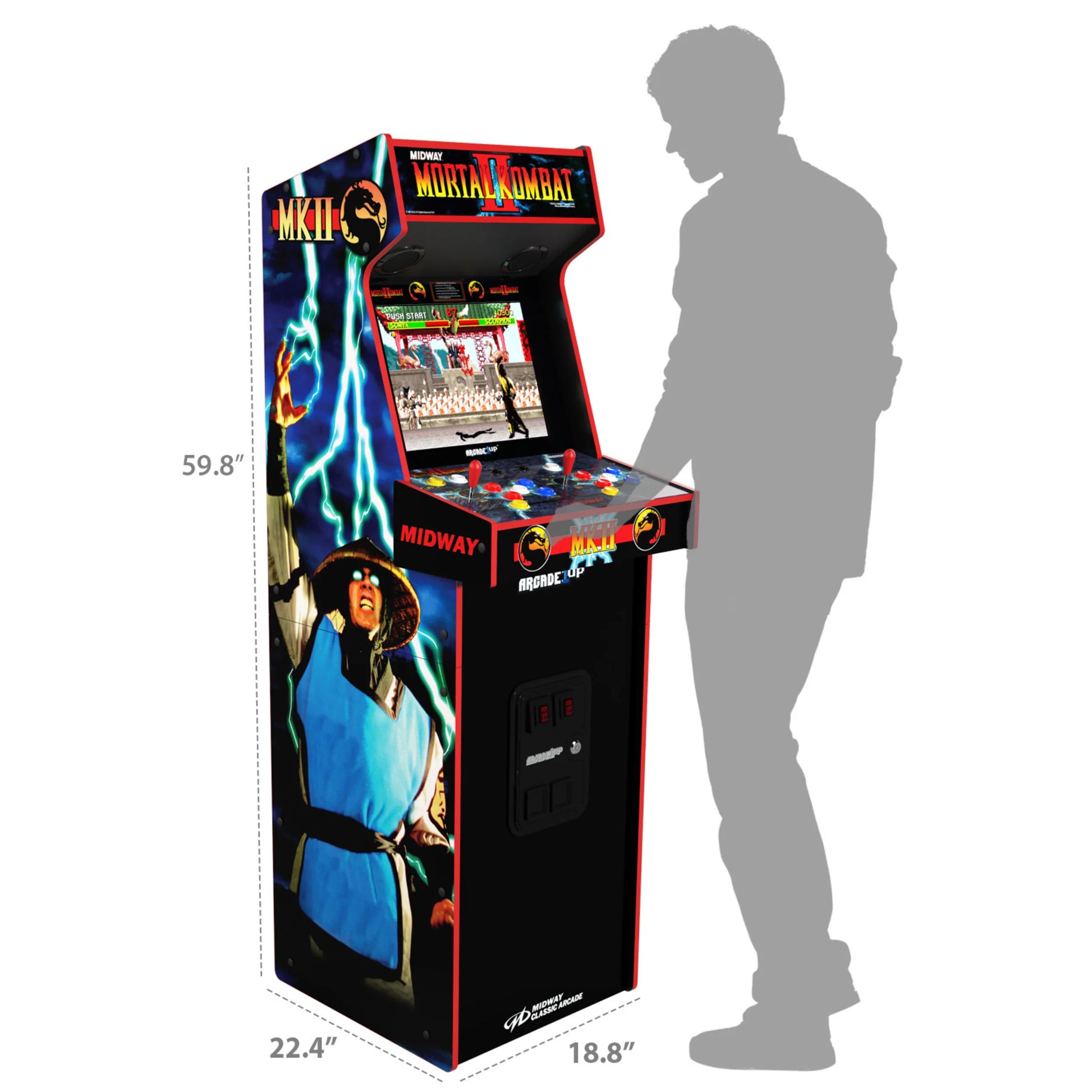 Deluxe Arcade Cabinet Mortal Kombat II, 14 Classic Games, Including 4 Different Mortal Kombat Versions